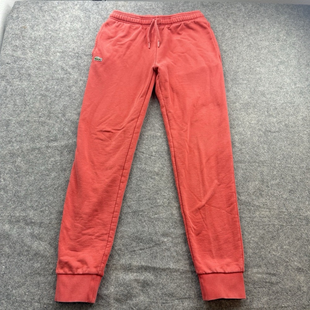 Lacoste Sport Fleece Joggers Mens M Red Tapered Sweatpants Activewear